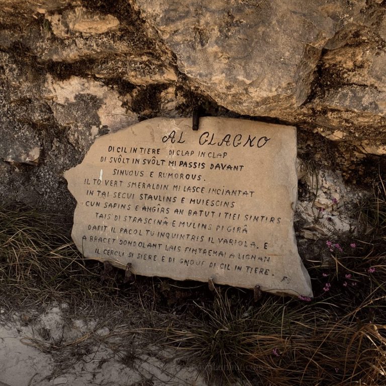 poesia al Rio Glagnò incisa sulla pietra